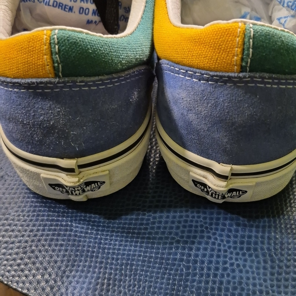 Vans Old Skool Men's Blue Suede/yellow Canvas.low Profile Shoes.(#1934)EC. - Picture 2 of 11